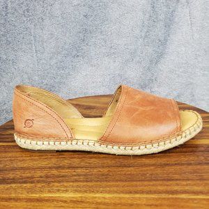 Born Drilles Flats Women's 9 M Brown Leather Espadrilles Slip On Comfort Shoes